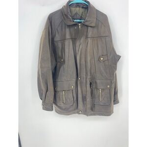 VTG St Heliers Men's FauxLeather Bomber Jacket Size M‎ Moto / Riding Jacket Y2K